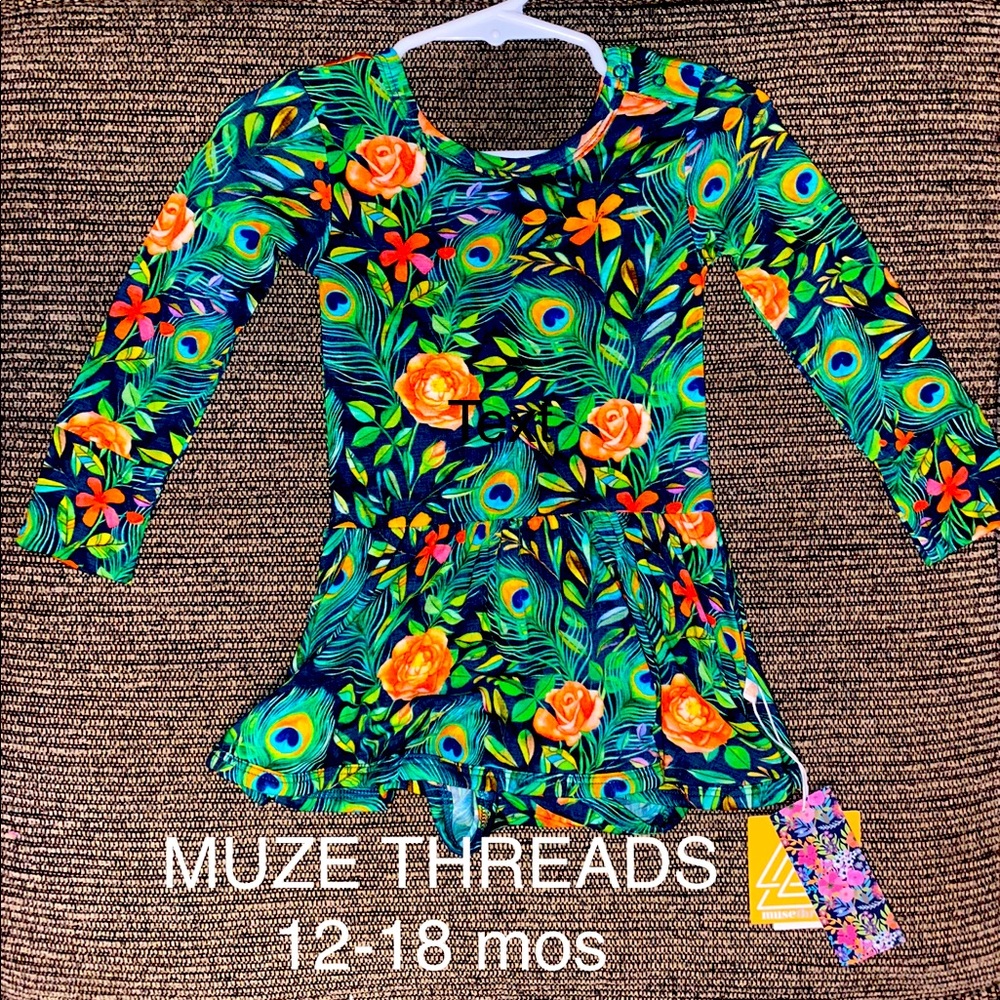 NWT- Muse Threads Peacock Twirl - 12-18 mos